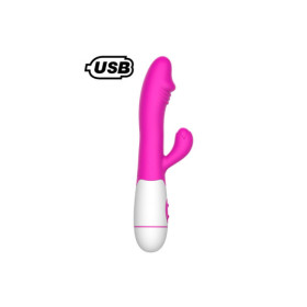 Vibromasseur rabbit USB rose avec gland 30 programmes 